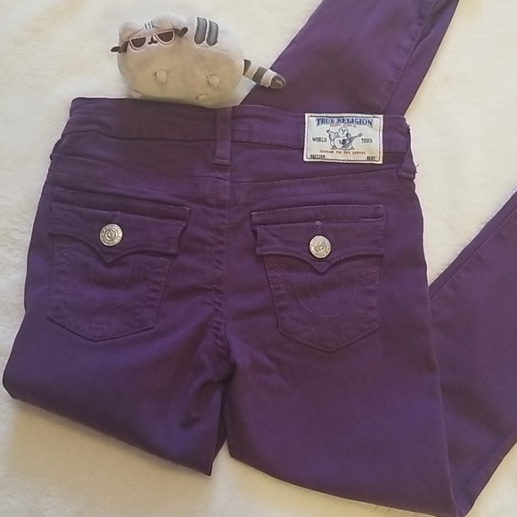 True Religion Girl's Purple Jeans Size 10 Skinny - Picture 7 of 10